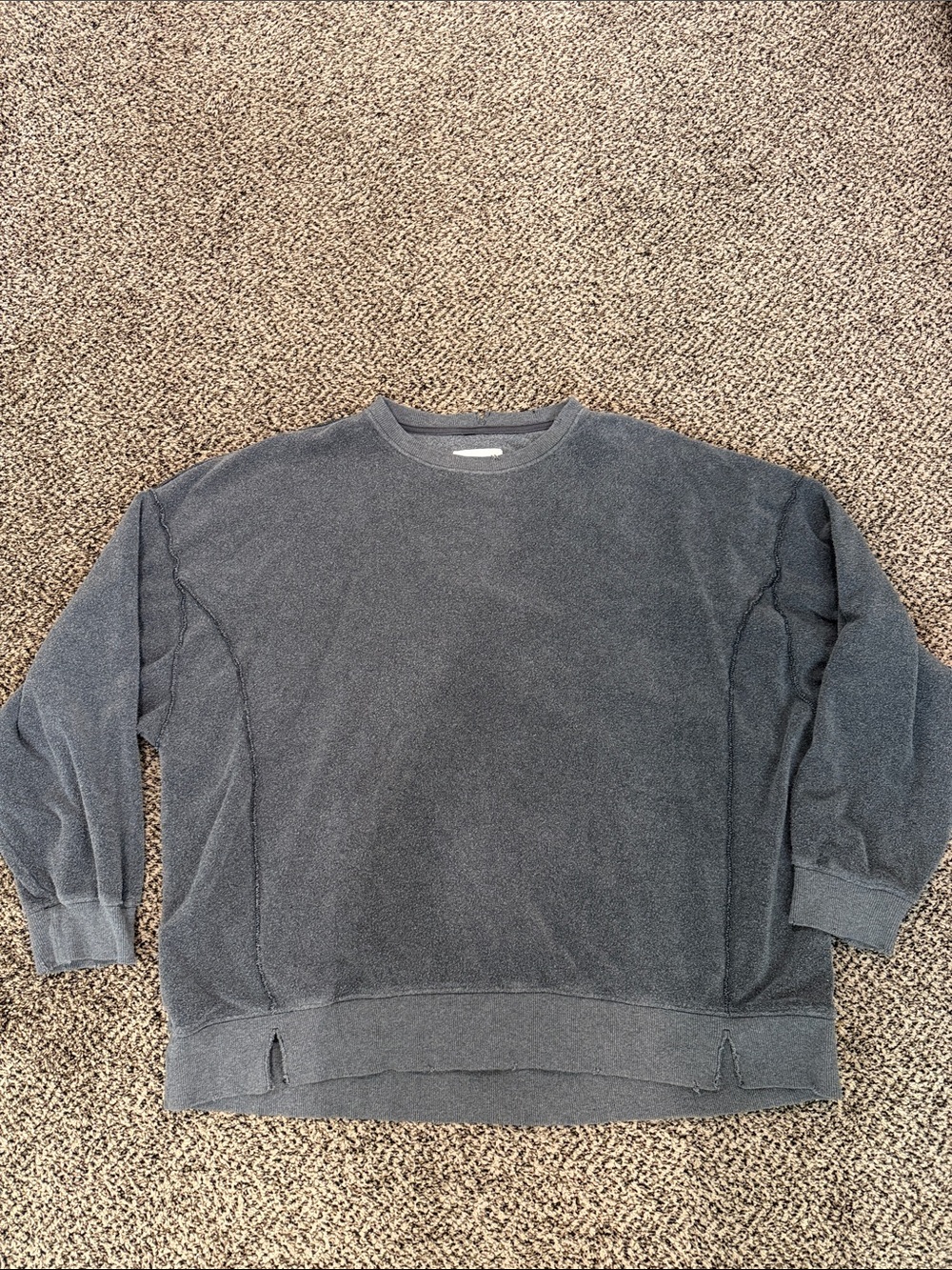 aerie Crewneck terry cloth Sweatshirt in Charcoal